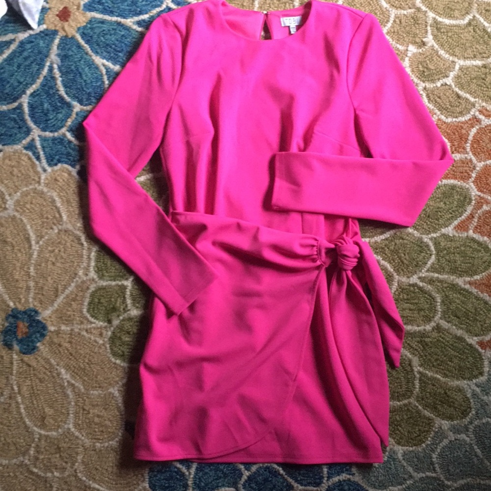 Tobi hot pink tie waist midi dress
